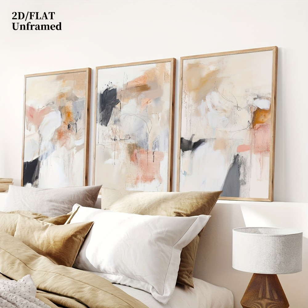 Abstract Canvas Set - 3 Buah Lukisan Seni Dekorasi Dinding