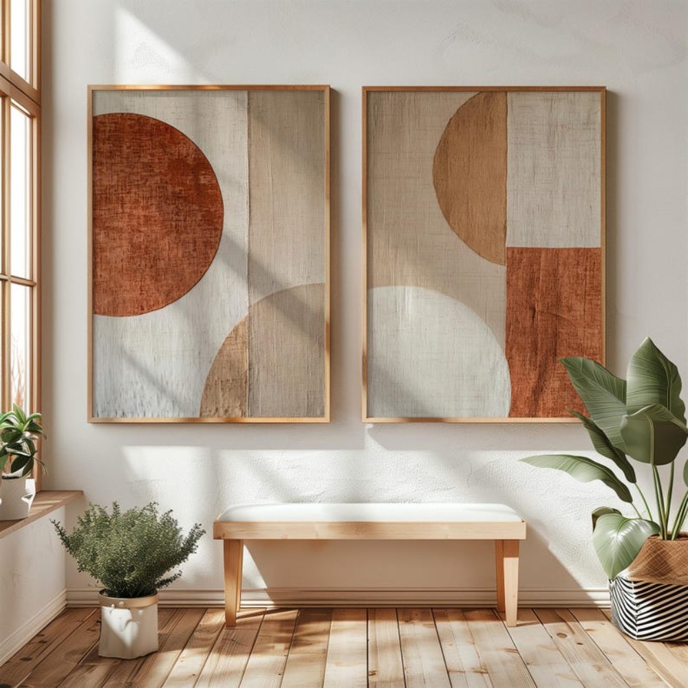 Abstract Canvas Set - 2pcs Lukisan Kanvas Tanpa Bingkai 2pcs/set