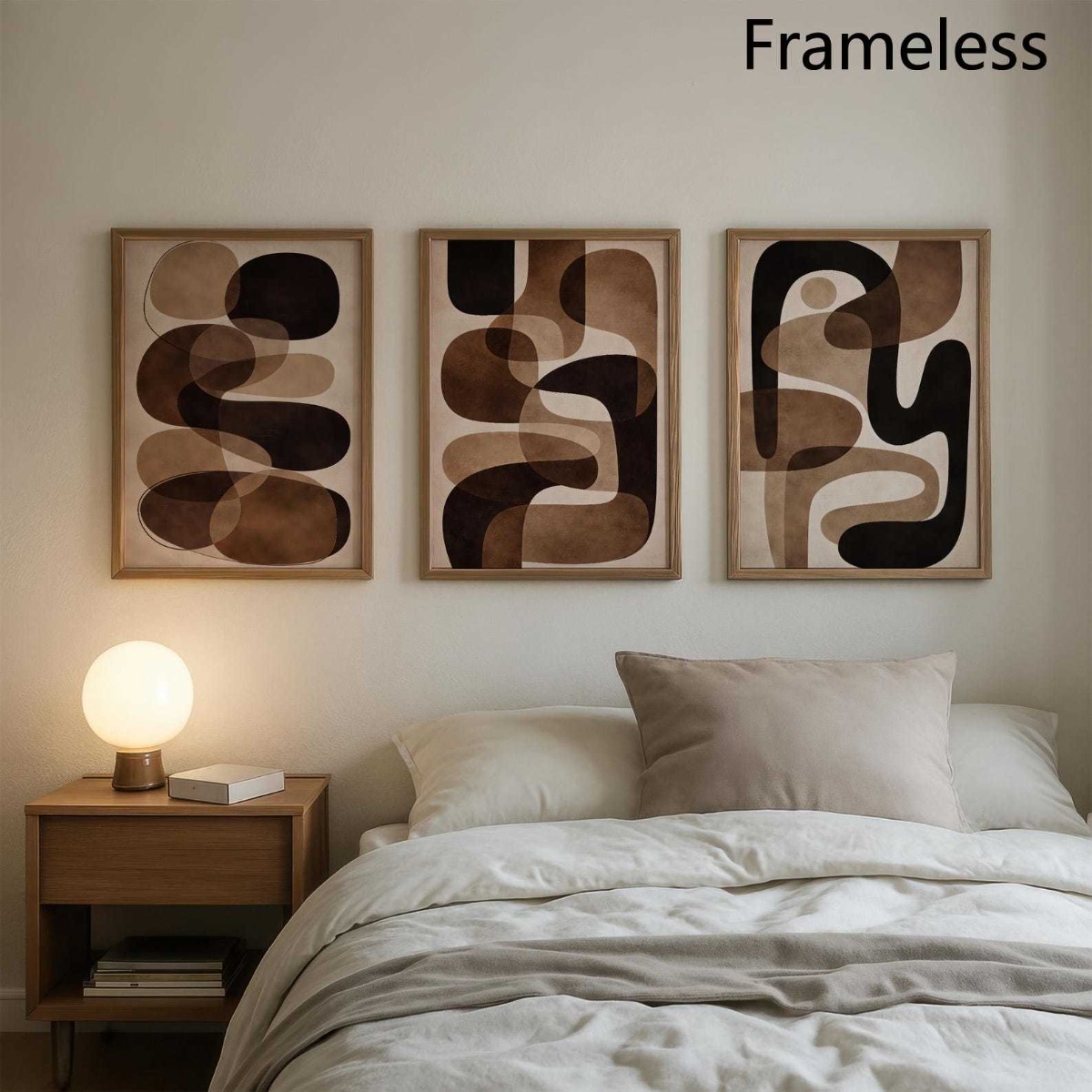 Abstract Canvas Set - Lukisan Abstrak 2D 3pcs Japandi Coklat