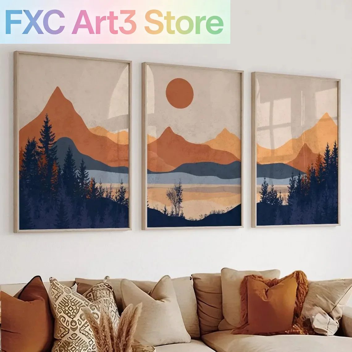 3 Buah/Set Poster Seni Dinding - Abstract Canvas Set ulasan dan harga
