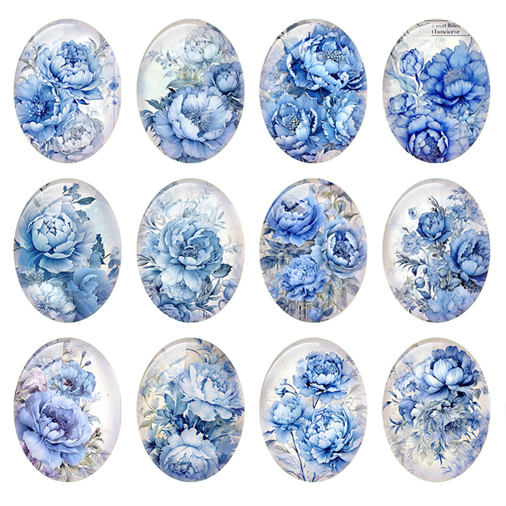 Kaca Cabochon Foto Bunga Peony - Vase Decor ulasan dan harga