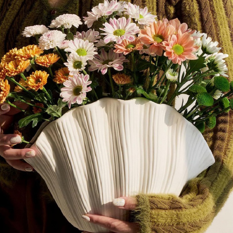 Vas Keramik Berbentuk Kerang G - Vase Decor ulasan dan harga