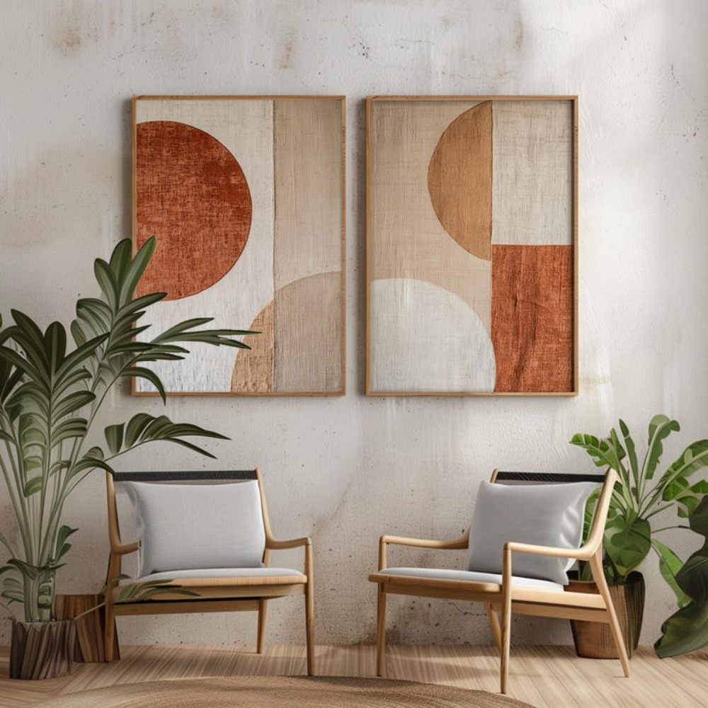 2pcs Lukisan Kanvas Tanpa Bing - Abstract Canvas Set ulasan dan harga