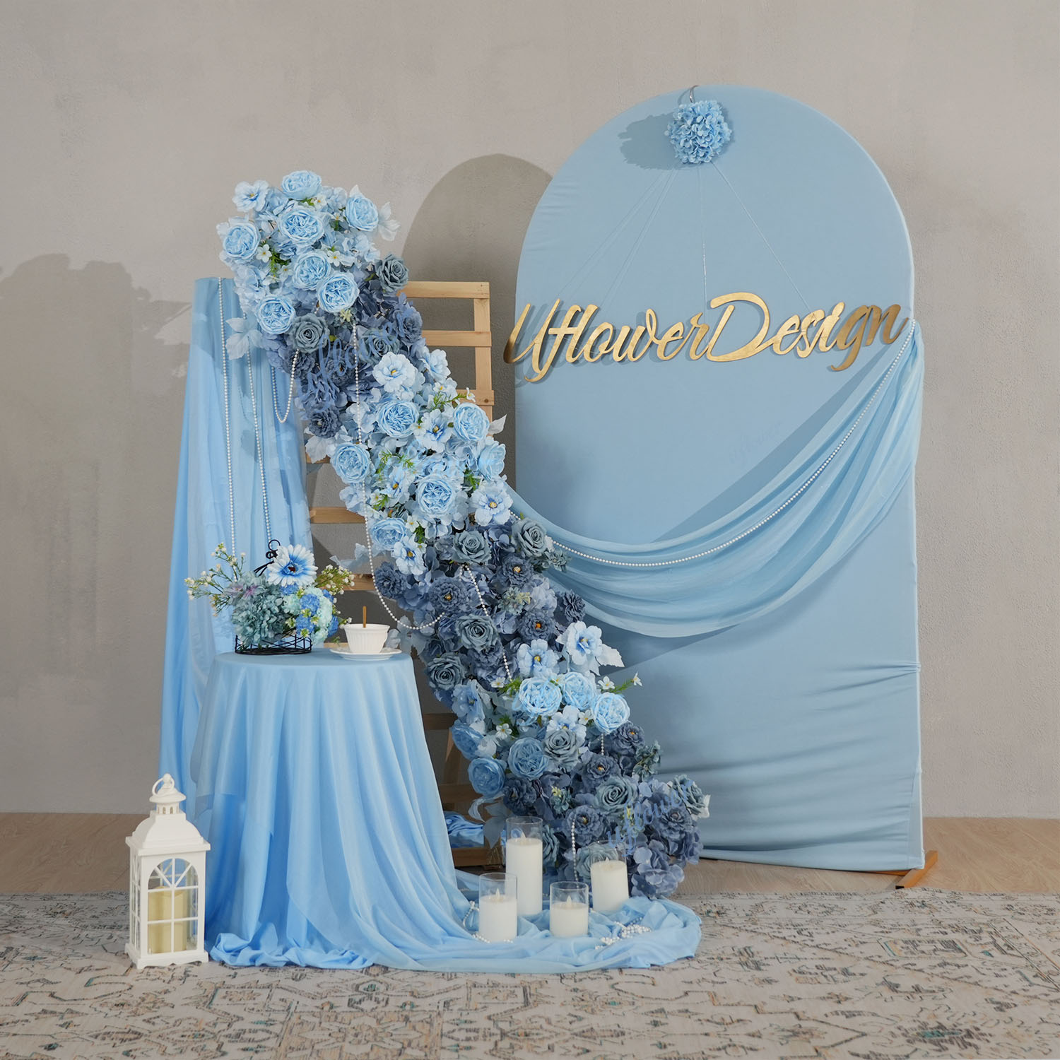 Rangkaian Bunga Mawar Biru Bua - Table Runner ulasan dan harga